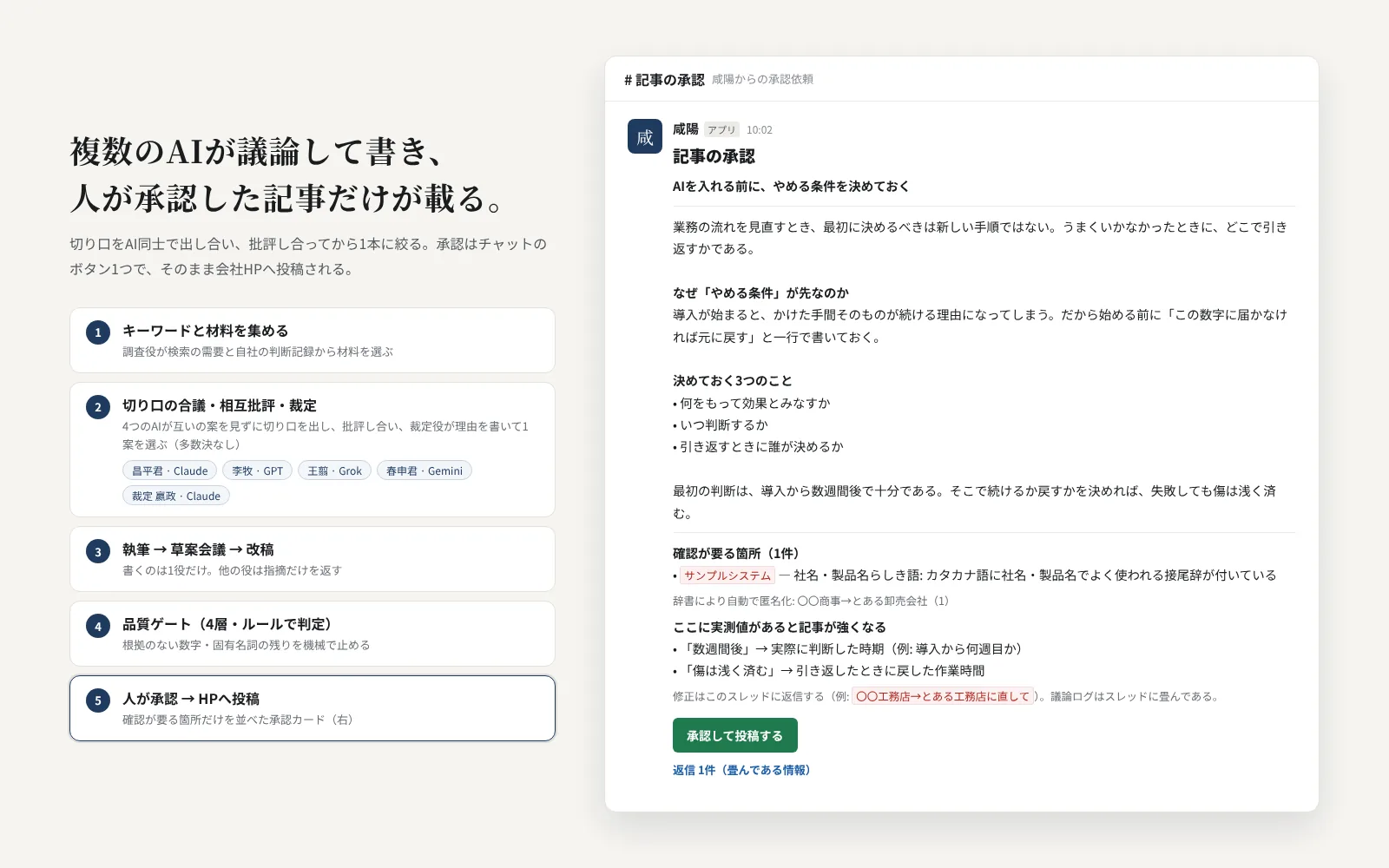 記事の自動作成の画面